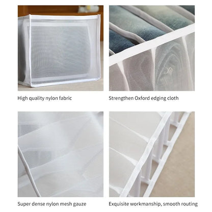 Jeans Compartment Storage Box Closet Clothes Drawer Mesh Separation Box Stacking Pants Drawer Divider Can Washed Home Organizer