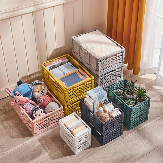 Folding Storage Baskets Sundries Organizer Collapsible Case Desktop Stationery Snacks Comestics Storage Foldable Container Box