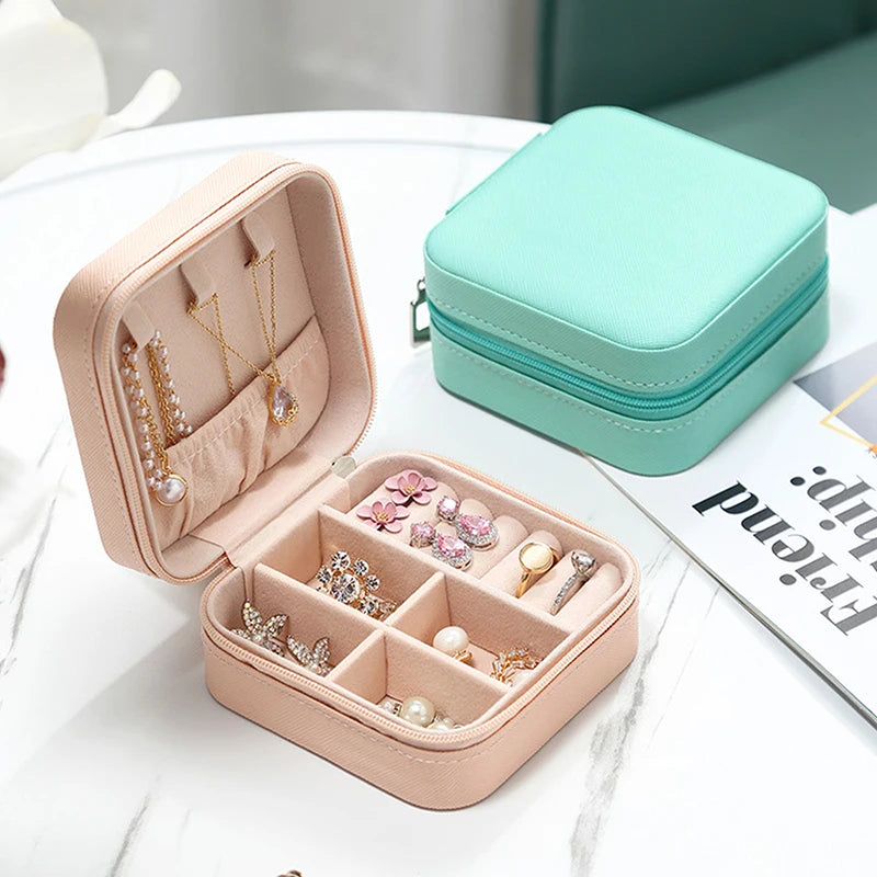 Portable Travel Display Jewelry Case Boxes Storage Earring Ring Display Organizer Box