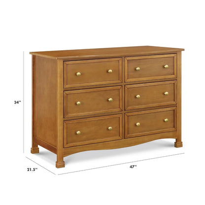 Dresser,6-Drawer Double Wide Dresser in Chestnut Suitable for bedrooms, living rooms, etc