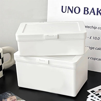 INS White Simple Flip Storage Box Home Organization Card Storage Case Sundries Storage Desktop Organizer Dustproof Jewelry Box