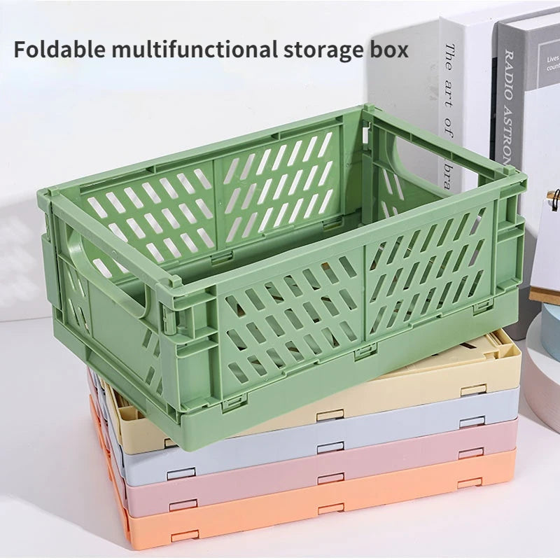 Folding Plastic Storage Box Collapsible Storage Container Desktop Cosmetic Storage Basket Home Office Organizer Box Storage Box