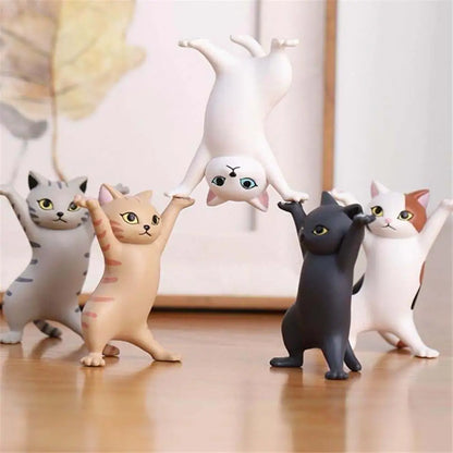 5PCS Anime Raising Hands Dancing Cat Model Cat Ornaments Cat Figures Toys for Children s Room Study Room