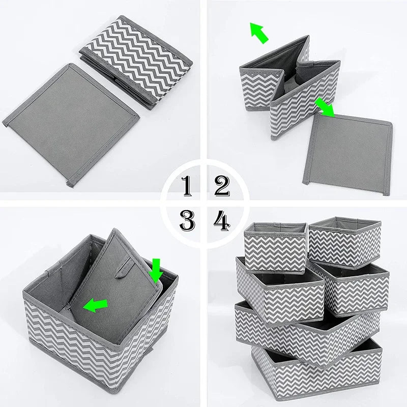 Wavy Pattern Drawer Organizer for Underwear T-shirt Jeans Storage Box Foldable Closet Drawer Organizer System Storage Bra Sock