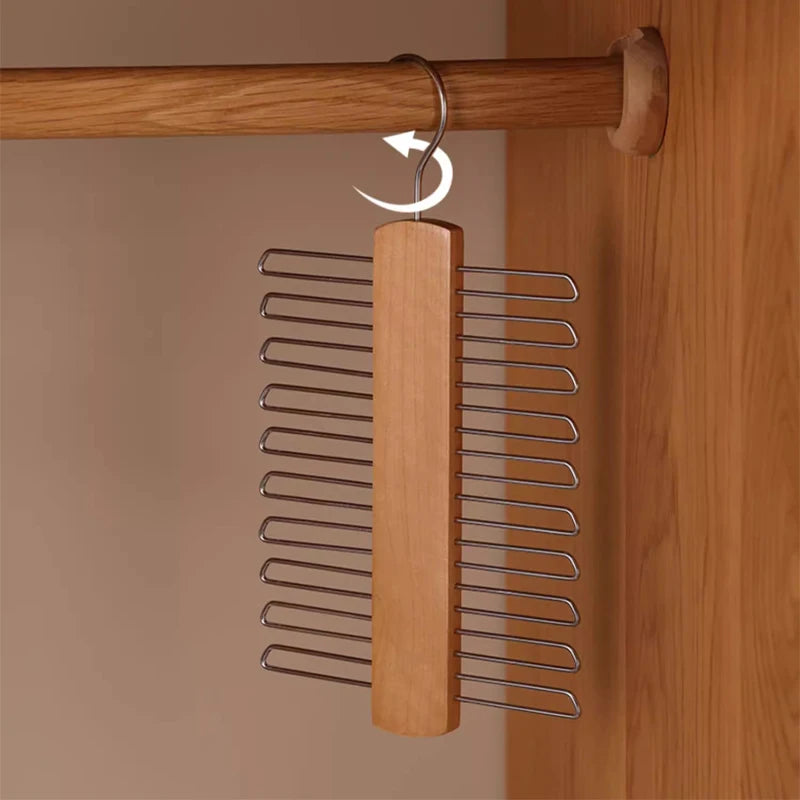 Ties Hanger 20 Bar Silk Scarf Belt Organizer Rack Wardrobe Wooden Storage Hanging Rack Storage Holder For Bedroom Home Organizer