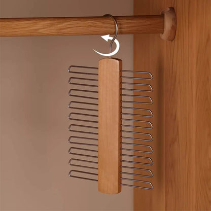 Ties Hanger 20 Bar Silk Scarf Belt Organizer Rack Wardrobe Wooden Storage Hanging Rack Storage Holder For Bedroom Home Organizer