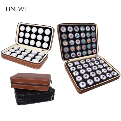 Portable Gemstone Collector Zipper Bag Charms Colorful Gems Display Round Box Storage Container Loose Diamond Bead Carrying Case