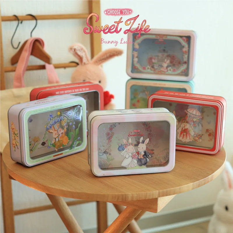 Large Rectangular Transparent Window Tin Cookies Storage Box Metal Candy Biscuit Packaging Box For Wedding Gift Decor Container