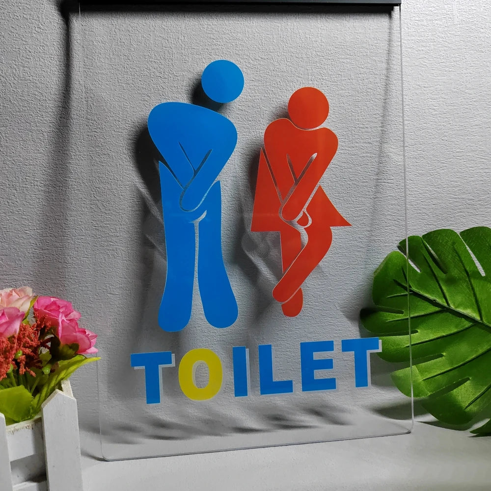 Funny Toilet Entrance Multicolour Luminous Sign with Neon Light Emitting Effect Home Decor Bedroom Wall