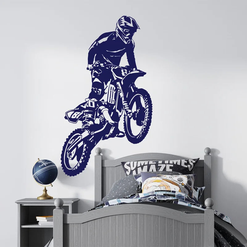 Motocross Motorbike Wall Stickers Vinyl Home Decor Boys Teens Room Bedroom Motorcycle Dirt Bike Decoration Decals Wallpaper S615