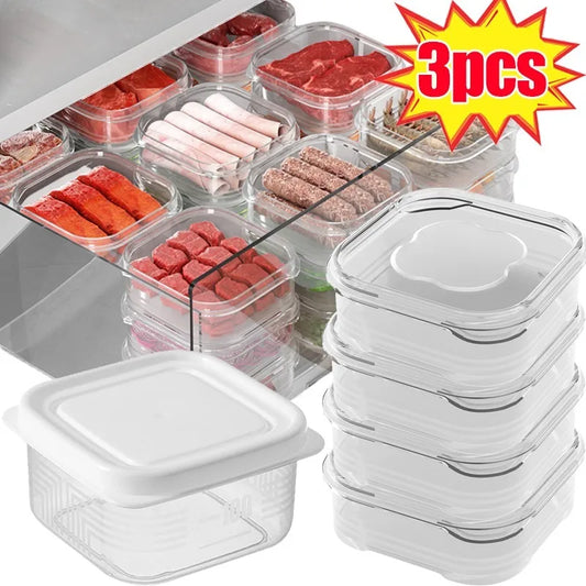 Refrigerator Meat Food Preservation Box Transparent Storage Box Food Grade Meat Freezing Box Home Vegetable Storage Organizer