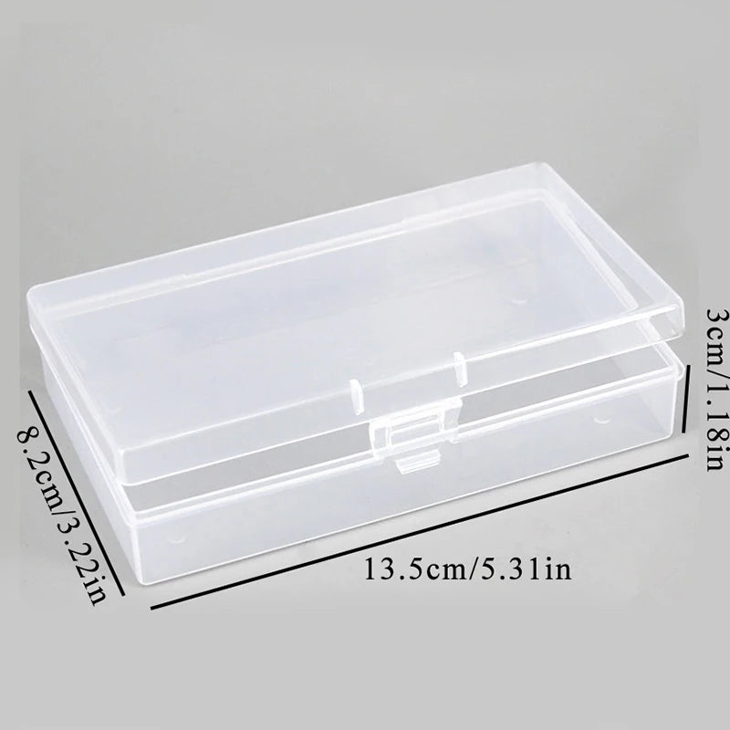 Transparent Plastic Storage Box Rectangle Organizer Stickers Box Desktop Container Snap Dustproof Jewelry Storage Case