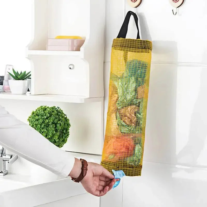 Kitchen Home Mesh Dispenser Organizer Trash Bags Holder Bag Storage Bag Garbage Bags Grocery Holder Home Garbage Organizer