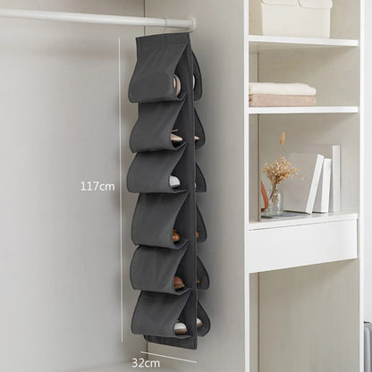 6 Layer Hanging Storage Bag Shoes Rack Storage Shoes Hanger Clothes Organizer Hanging Pocket Organizer Foldable Space Saving