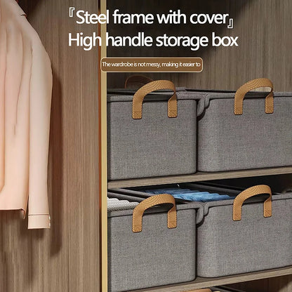 Cationic Steel Frame Folding Storage Box Clothes Trousers Home Multi-functional Compartment Drawer Wardrobe Storage Box