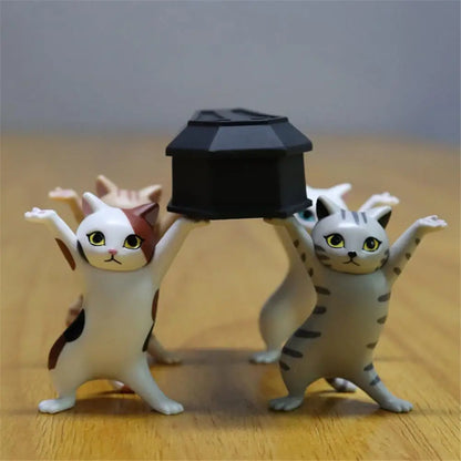 5PCS Anime Raising Hands Dancing Cat Model Cat Ornaments Cat Figures Toys for Children s Room Study Room