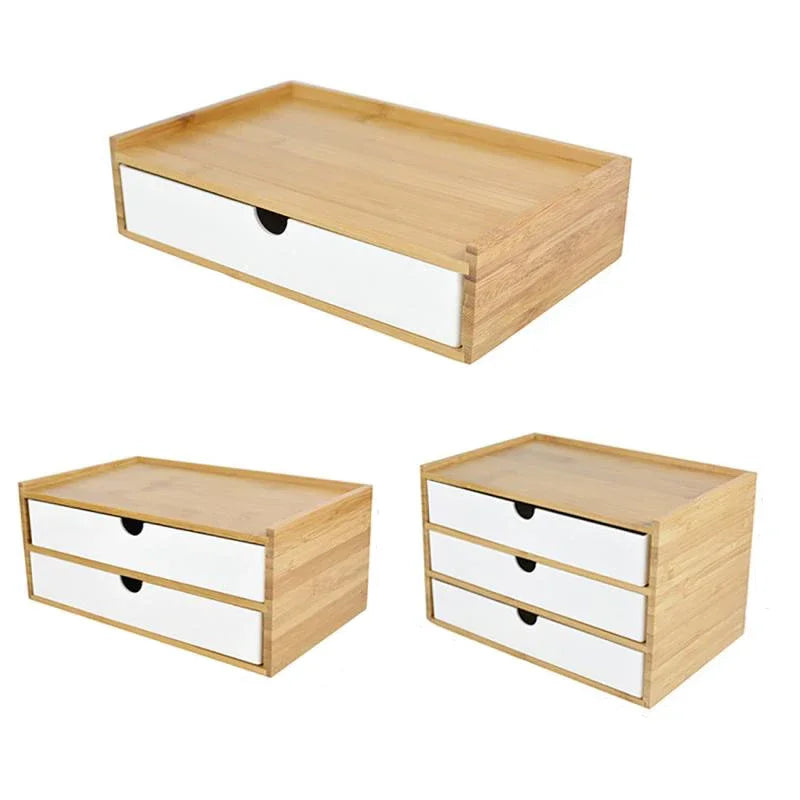 1-3 Layer Bamboo Storage Box Sundries Cosmetic Jewelry Stationery Headset Storage Box Home office hotel Storage Drawers