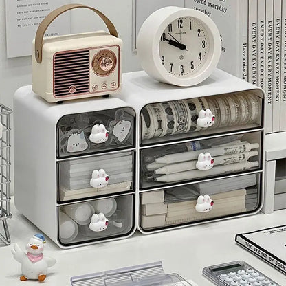 Desktop Organizer Drawer Box Desk Pen Holder Hair Accessories Storage Shelf Cosmetic Stationery Storage Box Home School Office