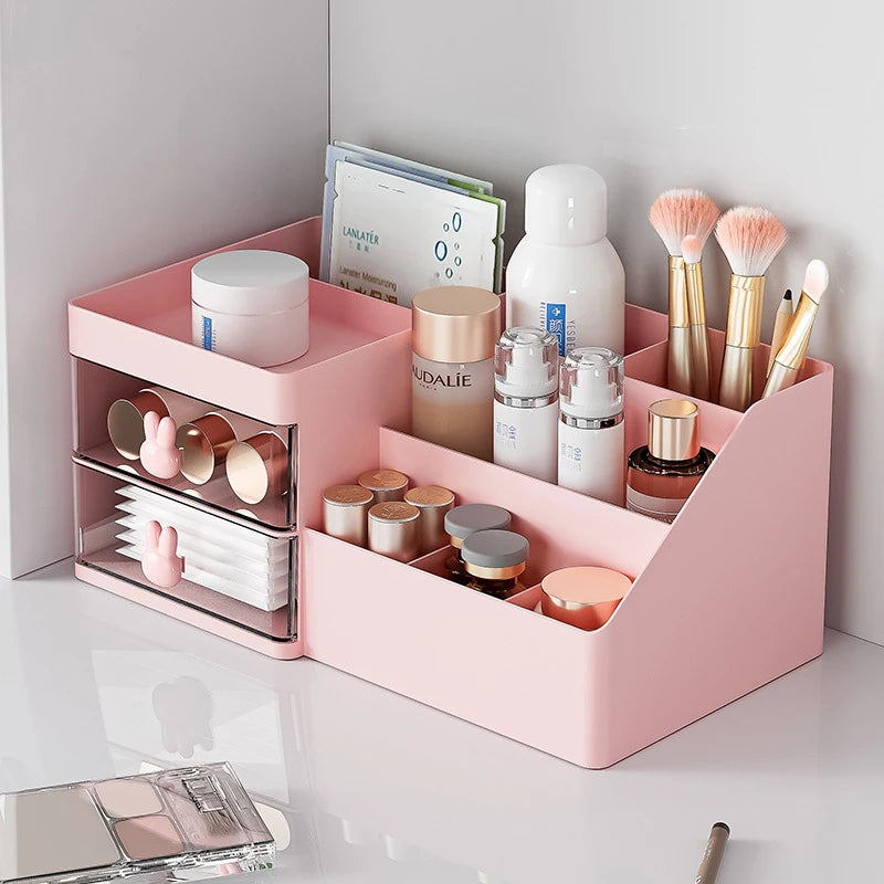 Large Capacity Cosmetic Storage Box Makeup Drawer Organizer Skincare Makeup Stationery Storage Box for Dressing Table Desktop