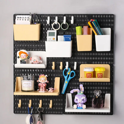 Hole Board Wall Mount Shelf Hooks Self-adhesive Storage Rack Desk Organizer Room Organization Various Home Storage Accessories