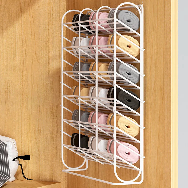 Iron Wall-mounted Perforation-free Underwear Storage Rack 4/9/16 Grid Underwear Sock Organizer Wardrobe Dormitory Hanging Rack