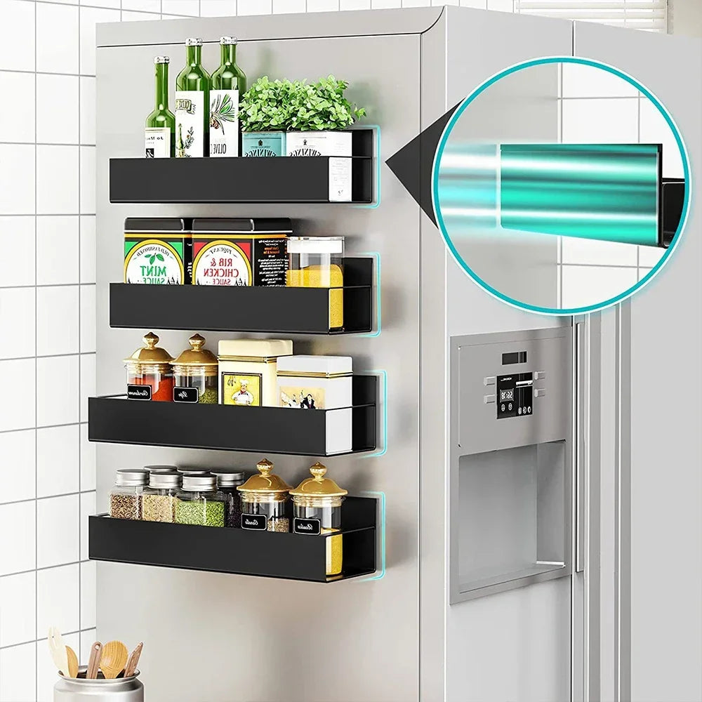 1-4 pieces magnetic storage rack side hanging spice storage rack home kitchen refrigerator washing machine side hanging storage