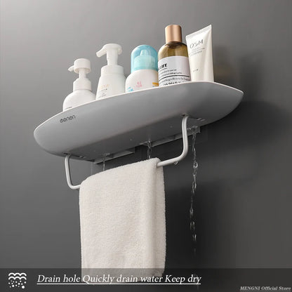 Bathroom Shelf Storage Rack Holder Wall Mounted Shampoo Spices Shower Organizer Bathroom Accessories with Towel Bar