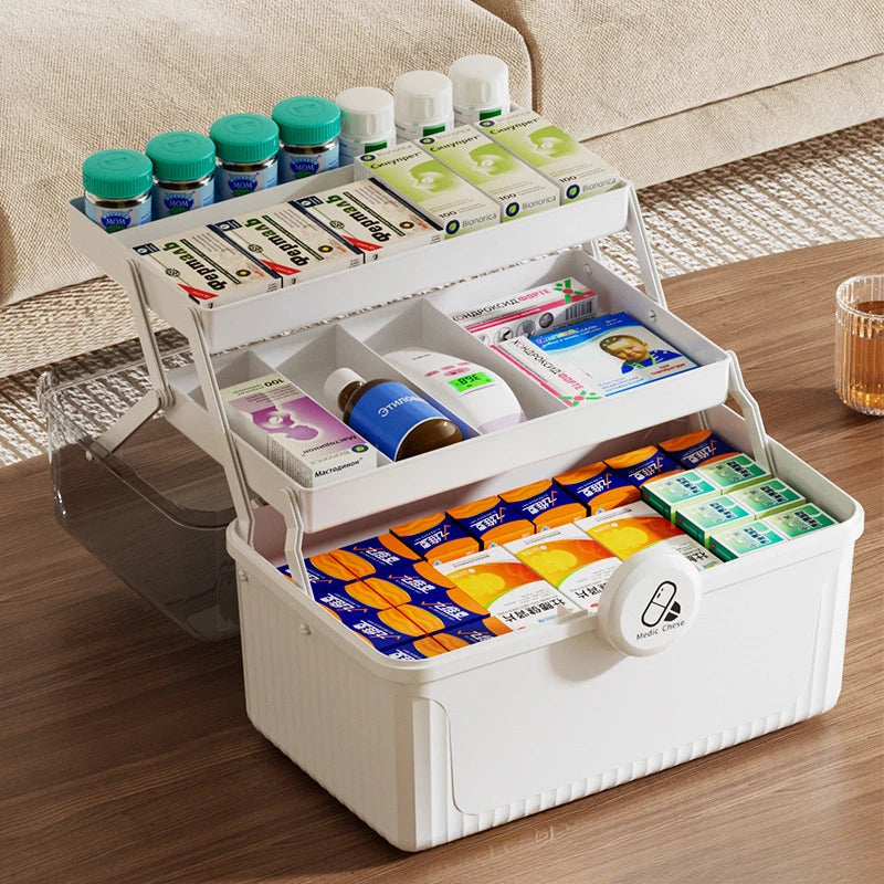 Large Capacity Multilayer Home Medicine Box Transparent Medical Storage Box For Family Use