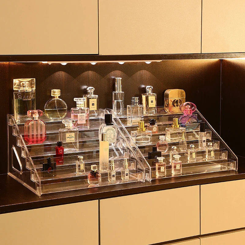 3/5/7 Layers Desktop Perfume Shelf Acrylic Cosmetic Organizer Perfume Storage Rack Bathroom Organizer for Cosmetics