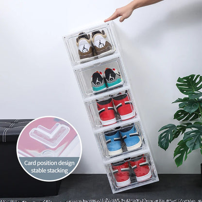 hard plastic AJ Sneakers Box plastic shoe box high-top Dustproof AJ shoes organizers Shoe Rack  Stackable Cabinet Storage Box