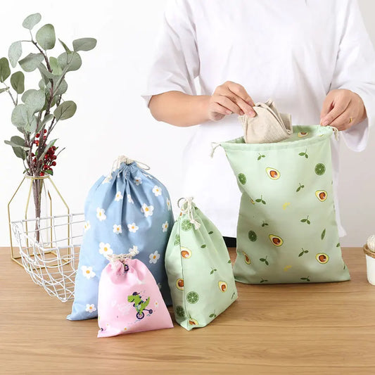 1PCS Eco Reusable Cloth Underwear Case Dustproof Travel Home Storage Bag Cute Cartoon Travel Storage Bag Cotton Drawstring Bags