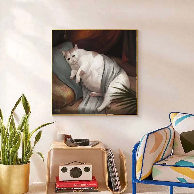 Retro Cute Crying Cat Canvas Paintings Posters and Prints Modern  Wall Art Pictures for Living Room Decoration Cuadros