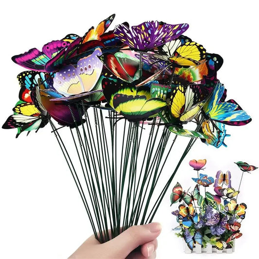 10pcs Butterflies Garden Yard Planter Colorful Whimsical Butterfly Stakes Decoracion Outdoor Decor Flower Pots Decoration