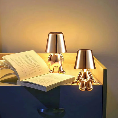 British Thinker Lamp, Rechargeable Night Light High-end Ornaments, Golden Brothers Statuette Table Lamp, Multiple Color Options