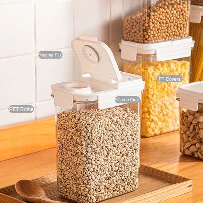 2 Pack Cereal Dispenser Set, Airtight Food Storage Container for Kitchen Pantry Organization, Plastic Containers with Lids