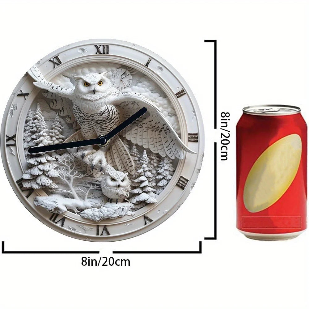 Aluminum Wall Clock With Owl Design - Diy, 2D Effects, Perfect For Office & Thanksgiving Decor  living room decoration