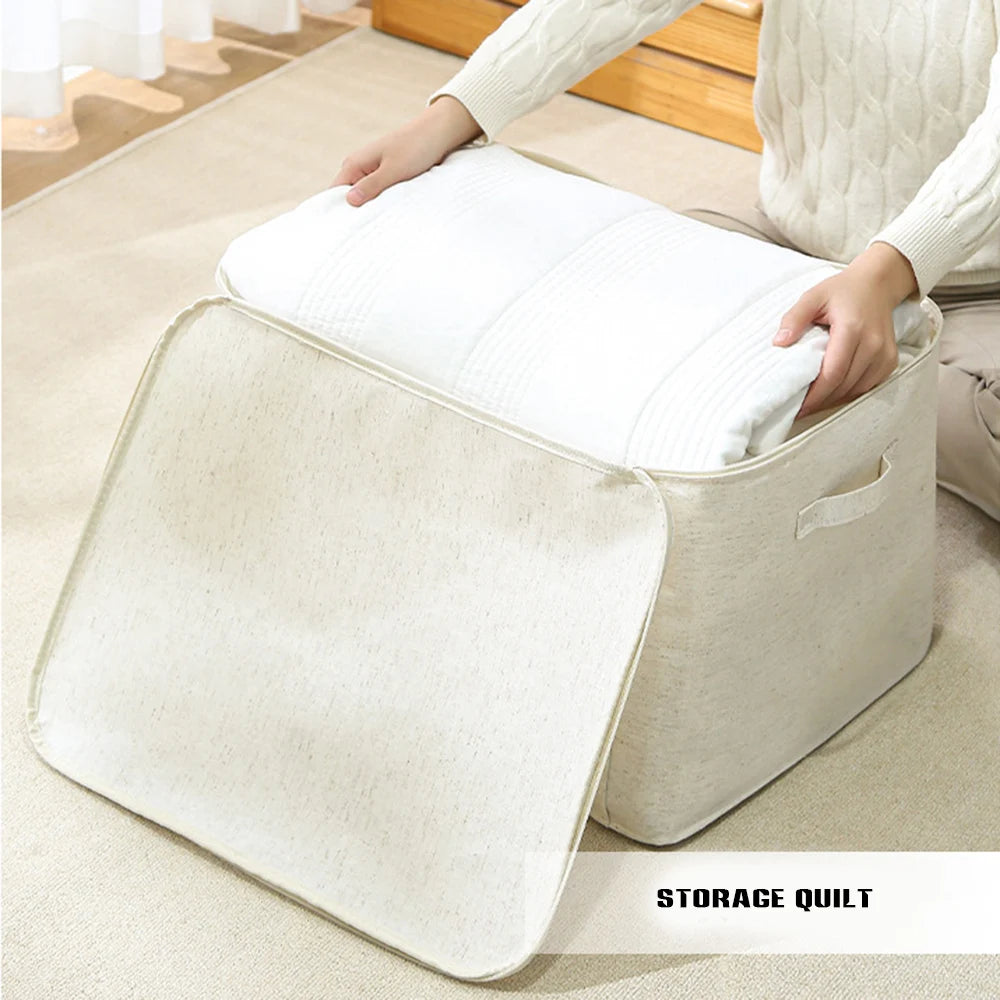 Foldable Home Storage Bag Cotton And Linen Storage Box Large Quilt Storage Bag Clothes Storage Bag Organizer for Bedroom VC