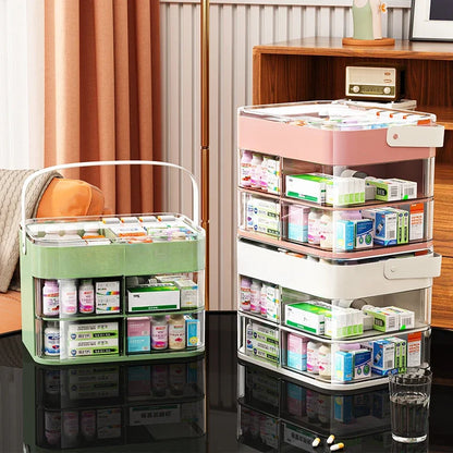 Large Capacity Multilayer Home Medicine Box Transparent Medical Storage Box For Family Use