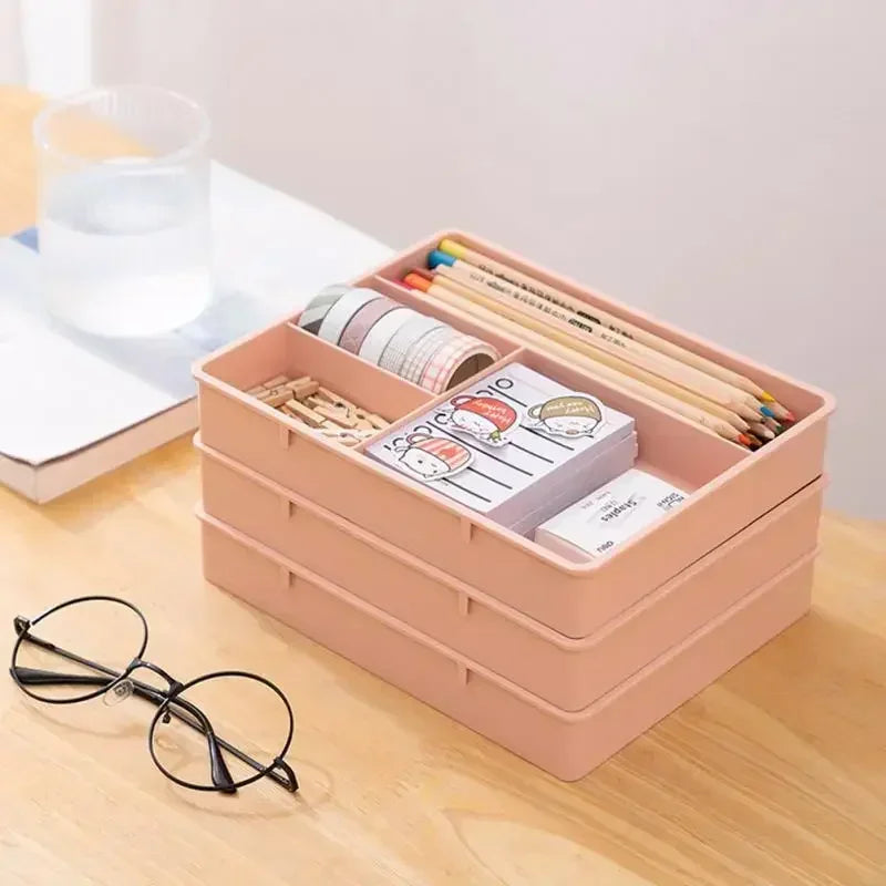 Desk Drawer Organizer Stackable Multi-cell Storage Box Tray Dressing Table Jewelry Organizer Makeup Organizer for Home Office