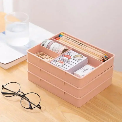 Desk Drawer Organizer Stackable Multi-cell Storage Box Tray Dressing Table Jewelry Organizer Makeup Organizer for Home Office