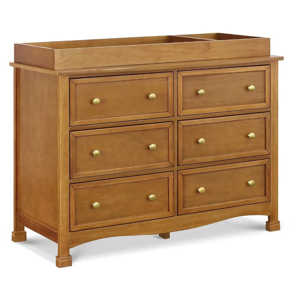 Dresser,6-Drawer Double Wide Dresser in Chestnut Suitable for bedrooms, living rooms, etc