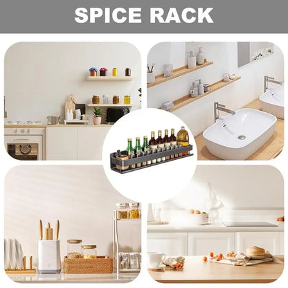 Kitchen Storage Spice Rack Organizer for Refrigerator Hanging Spice Rack Wall Mount Metal Seasoning Organizer Rack Wall Shelf