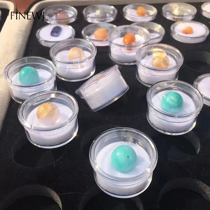 Portable Gemstone Collector Zipper Bag Charms Colorful Gems Display Round Box Storage Container Loose Diamond Bead Carrying Case