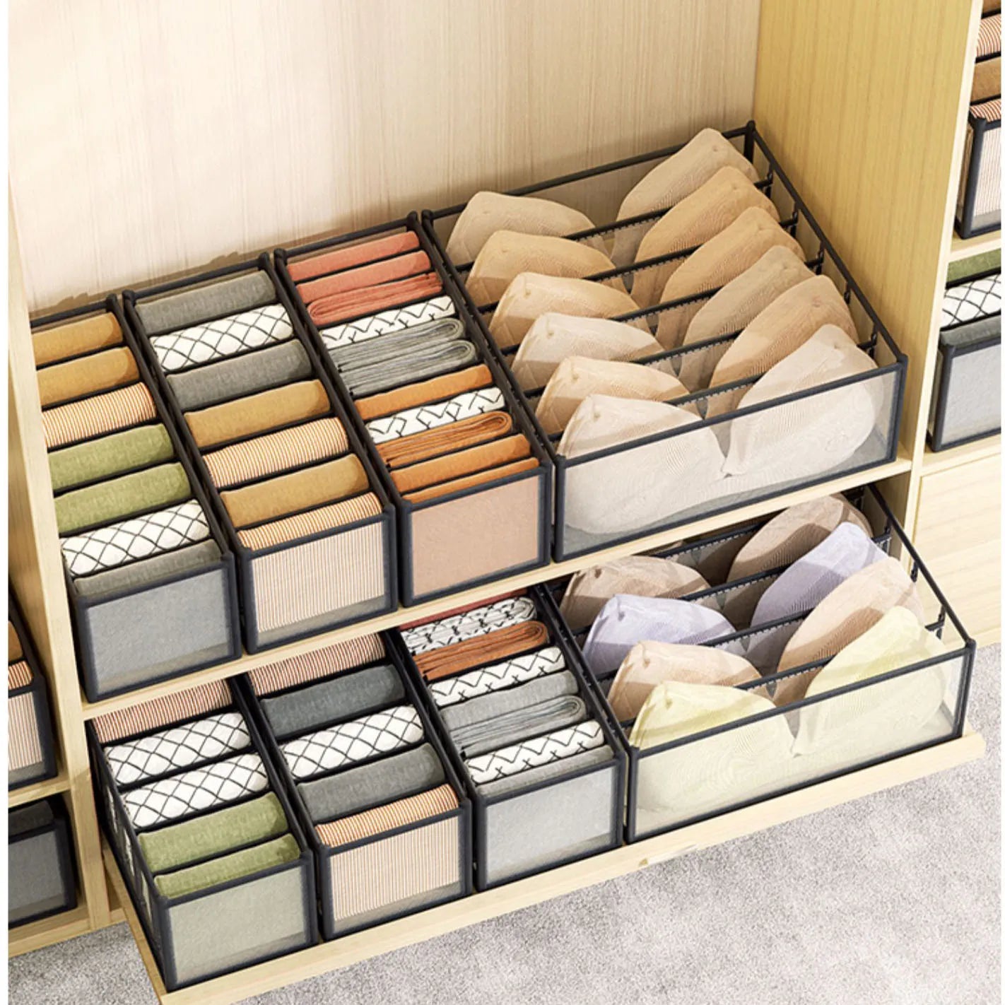 Underwear storage box home wardrobe drawer-style socks underwear bra women separate basket finishing artifact three in one