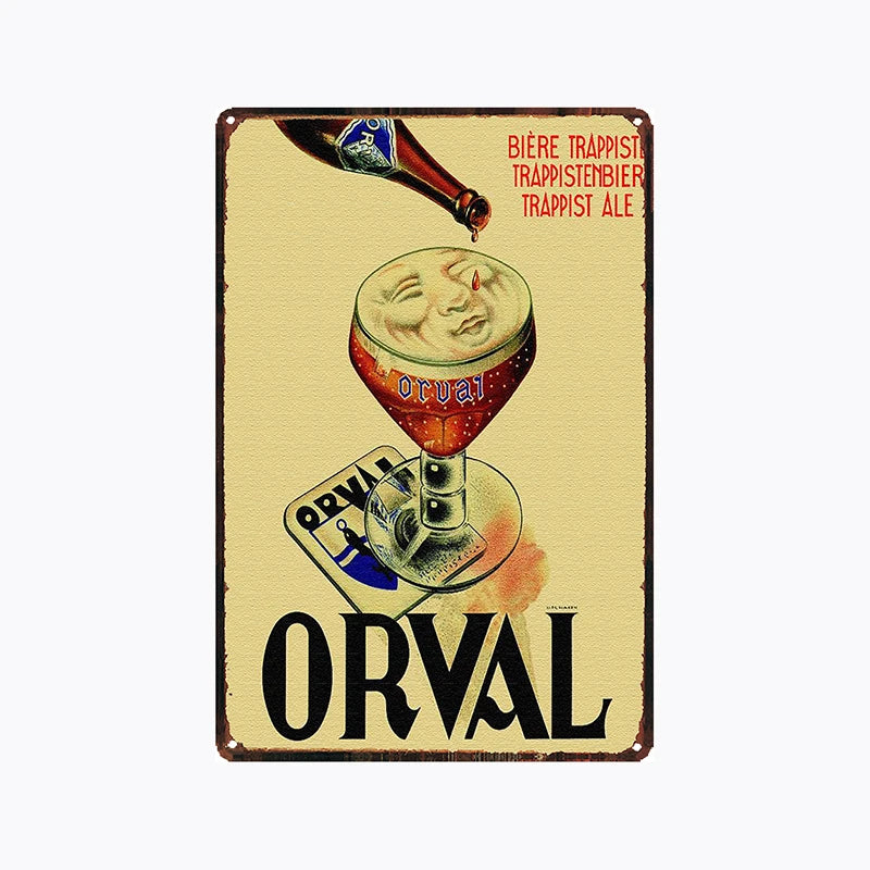 [ DecorMan ] Orval Beer TIN SIGN Painting PUB Decor L1