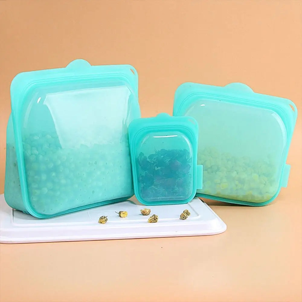 Food-Grade Silicone Food Storage Bag Heat Resistant Reusable Sub-packing Sealing Bags Fresh-keeping Airtight Freezer Bag