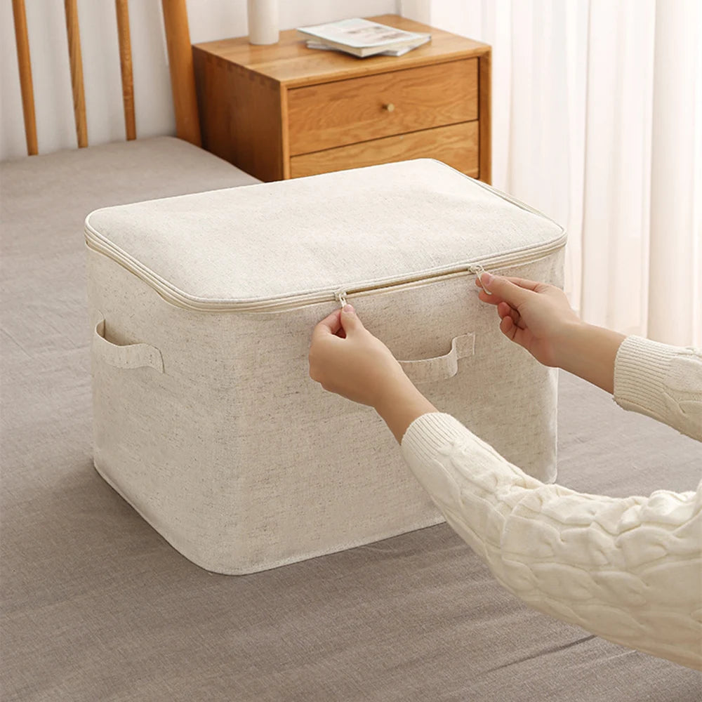 Foldable Home Storage Bag Cotton And Linen Storage Box Large Quilt Storage Bag Clothes Storage Bag Organizer for Bedroom VC