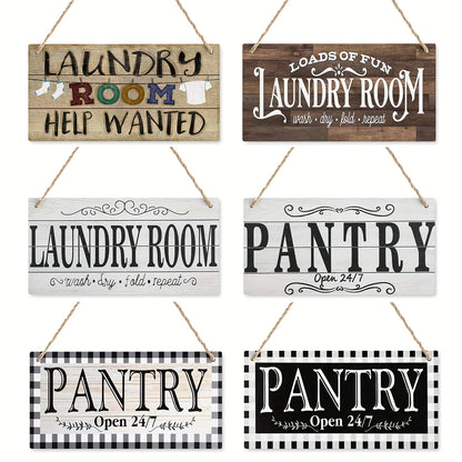 Wooden Sign Farmhouse Hanging Sign Art Printed Decor for Home Laundry Room Pantry Room Wall Decor Sign Help Wanted Wall Art