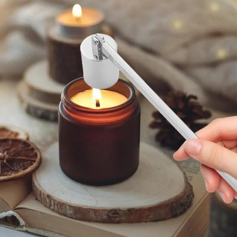 Candle Wick Trimmer Candle Blower Turn Off Extinguisher Polished Stainless Steel Flame Snuffer Elegant Design Long Handle