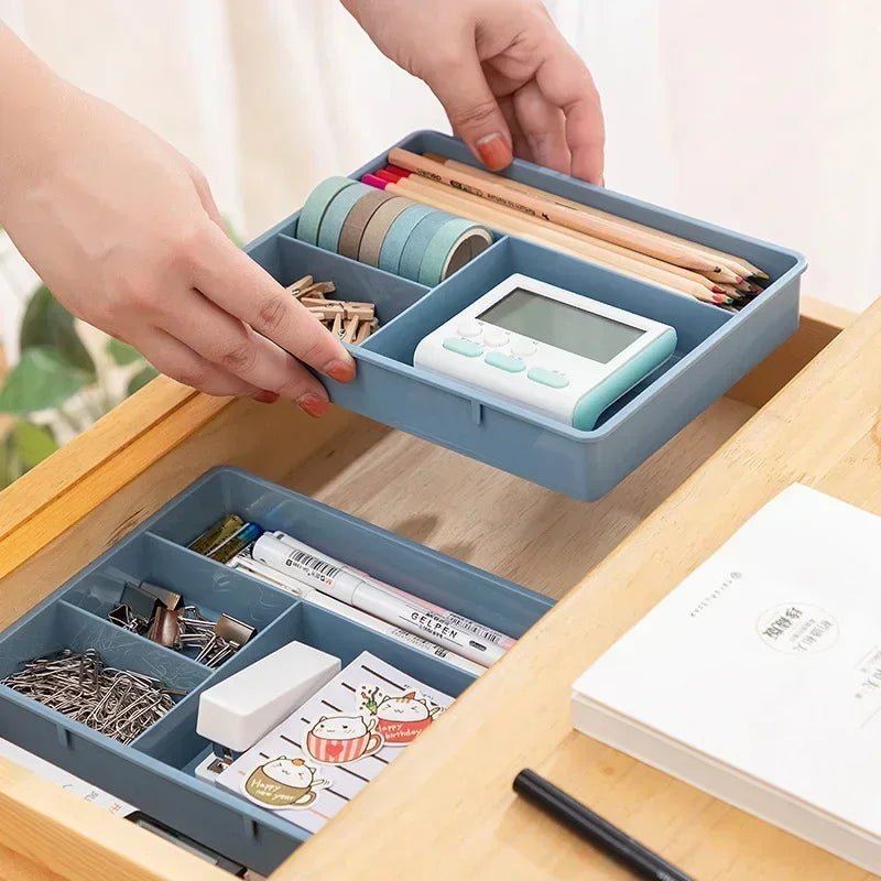 Desk Drawer Organizer Stackable Multi-cell Storage Box Tray Dressing Table Jewelry Organizer Makeup Organizer for Home Office